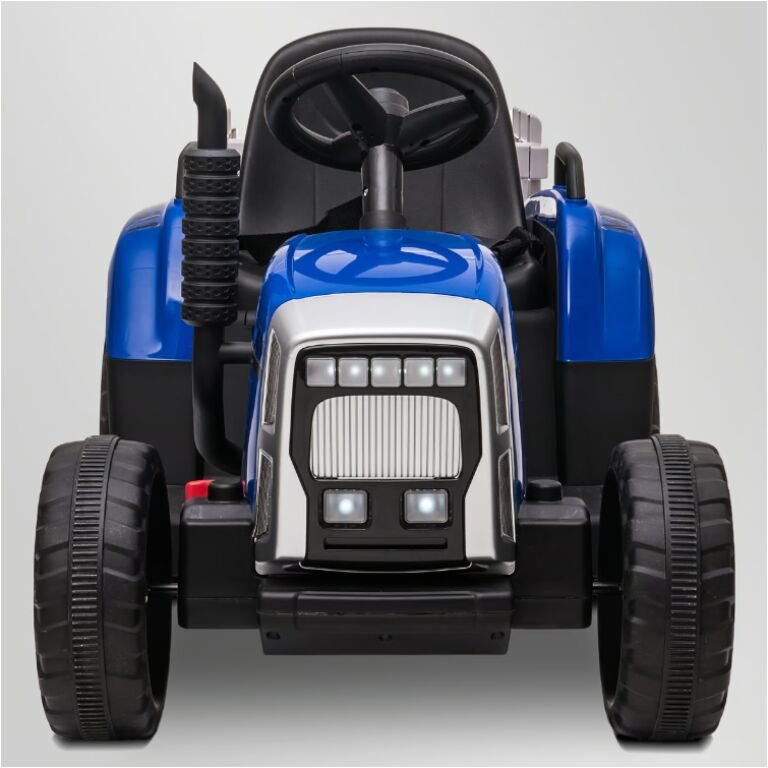 TRACTEUR ÉLECTRIQUE ENFANT AVEC REMORQUE BLEU