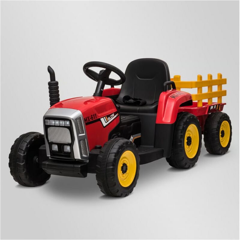 Tracteur électrique enfant avec remorque Rouge