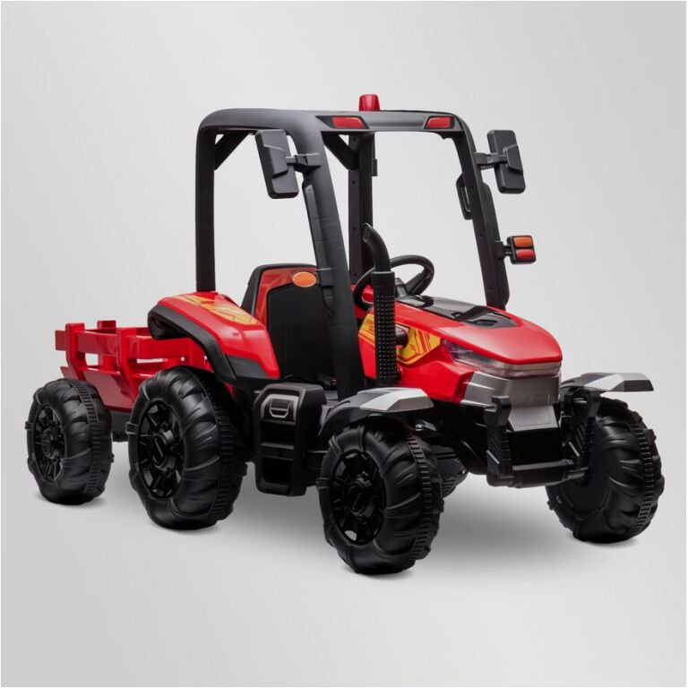 Tracteur enfant électrique agricole xl avec remorque Rouge. Le tracteur électrique agricole XL avec remorque rouge : un guide d'achat complet pour les petits agriculteurs en herbe ! Mes amis agriculteurs ! Vous cherchez le cadeau idéal pour votre petit bout de chou qui rêve de devenir un grand fermier ? Alors ne cherchez plus, j'ai ce qu'il vous faut : le tracteur électrique agricole XL avec remorque rouge ! Ce bolide, digne des plus grands champs, va faire des envieux dans le quartier. Mais avant de foncer dans les blés, on va passer en revue ses caractéristiques, ses avantages, et comment choisir le modèle qui correspond le mieux à votre petit pilote. Sous le capot du tracteur électrique agricole XL Un moteur puissant de 12 volts pour des heures de jeu sans s'arrêter. Une batterie longue durée pour des aventures agricoles qui durent toute la journée. Deux vitesses pour s'adapter aux apprentis agriculteurs de tous niveaux. Une marche arrière pour faire des manœuvres dignes d'un pro. Des roues crantées pour une adhérence parfaite sur tous les terrains. Un siège ergonomique pour un confort optimal pendant les longues heures de labeur. Un volant multidirectionnel pour une conduite précise et facile. Des phares fonctionnels pour éclairer les chemins même dans la nuit noire. Un klaxon pour avertir les poules et les lapins de l'arrivée du nouveau chef de la ferme. Et bien sûr, la fameuse remorque rouge pour transporter les outils, les récoltes, ou le petit dernier si la fatigue le gagne. Mais ce tracteur n'est pas qu'un simple jouet, c'est aussi : Un formidable outil d'apprentissage qui aide les enfants à développer leur motricité, leur sens de l'orientation et leur imagination. Un moyen de s'amuser en plein air et de prendre une bonne dose d'air frais. Une occasion de jouer en famille ou avec des amis et de créer des souvenirs inoubliables. Alors, qu'attendez-vous ? Offrez à votre enfant le cadeau dont il rêve et laissez-le s'épanouir dans la peau d'un vrai agriculteur ! Et n'oubliez pas, pour que le tracteur dure le plus longtemps possible, pensez à bien recharger la batterie après chaque utilisation. A vos tracteurs !