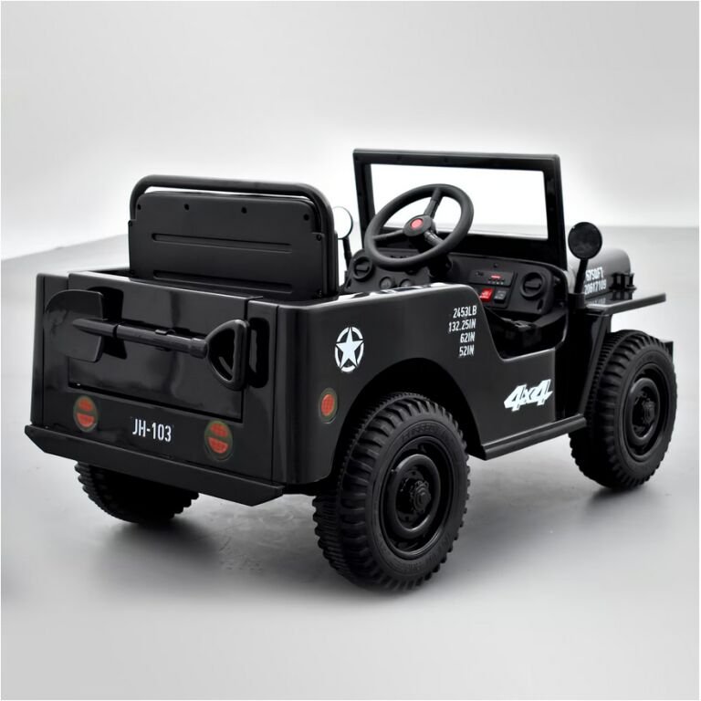 Voiture enfant électrique jeep willys 1 place Noir