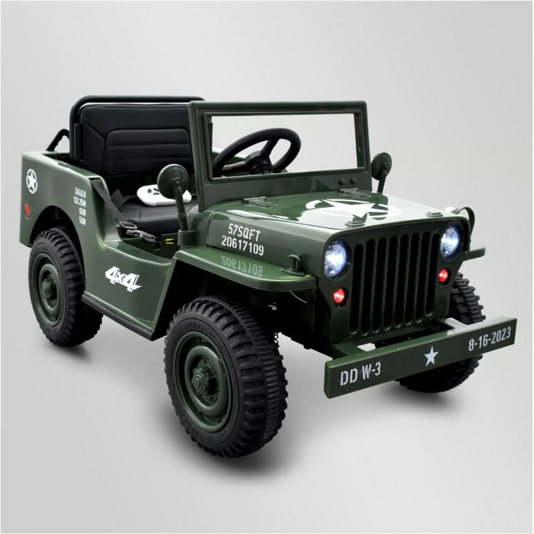 Voiture enfant électrique jeep willys 1 place Vert