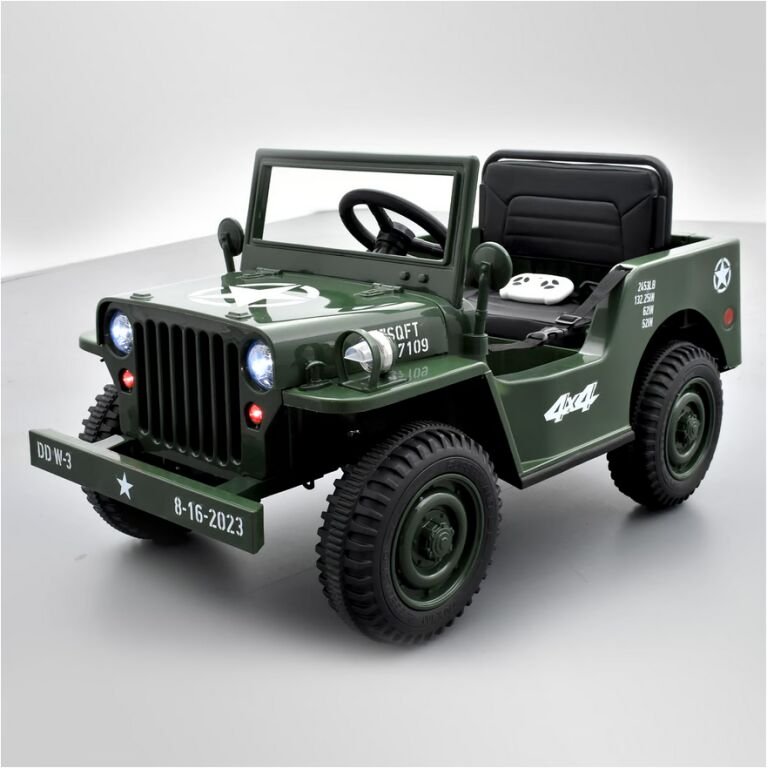 Voiture enfant électrique jeep willys 1 place Vert