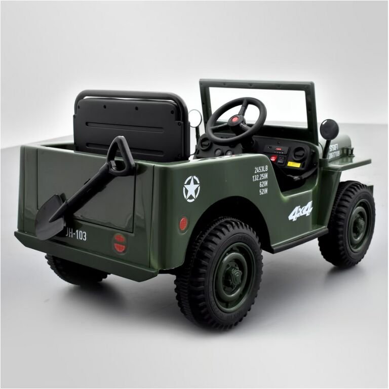 Voiture enfant électrique jeep willys 1 place Vert