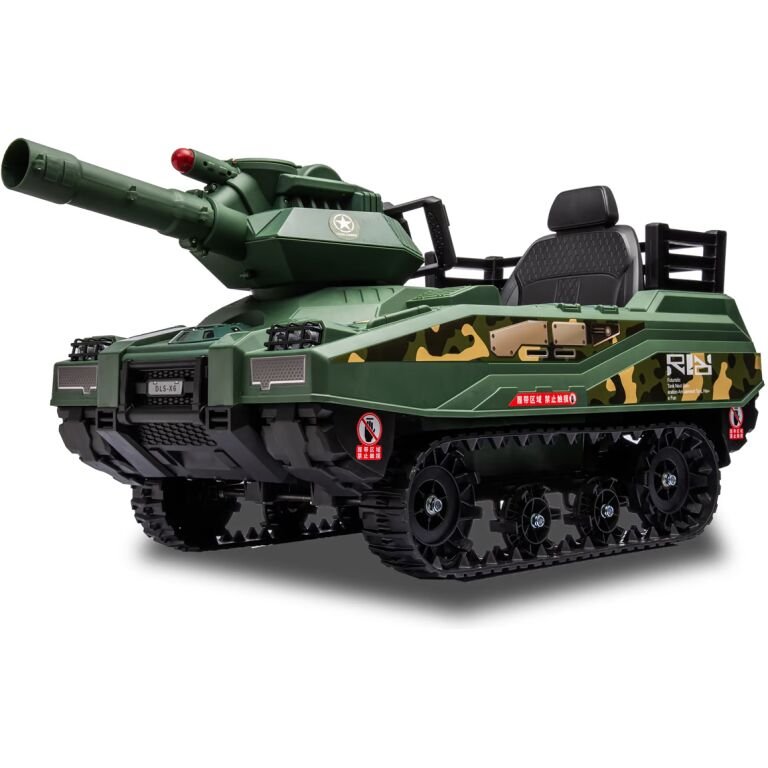 TANK MILITAIRE ELECTRIQUE ENFANT AVEC SON CANON TIREUR VERT 2