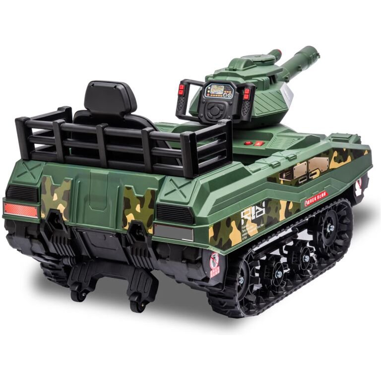 TANK MILITAIRE ELECTRIQUE ENFANT AVEC SON CANON TIREUR VERT 3