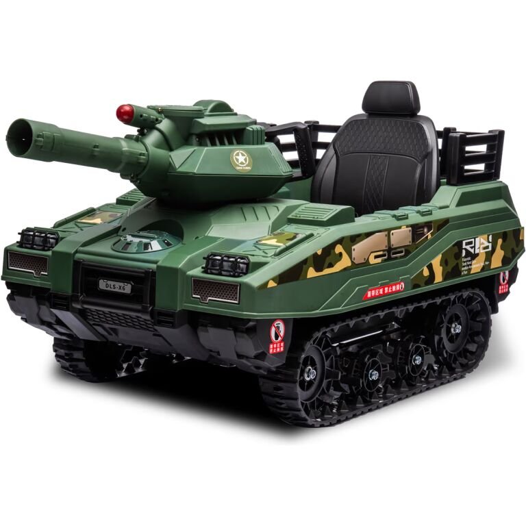 TANK MILITAIRE ELECTRIQUE ENFANT AVEC SON CANON TIREUR VERT 6