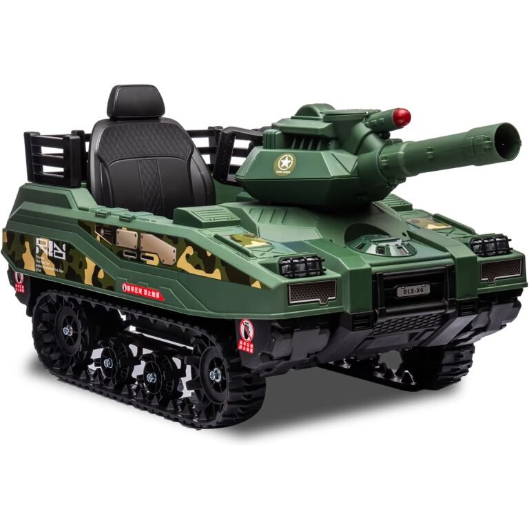 TANK MILITAIRE ELECTRIQUE ENFANT AVEC SON CANON TIREUR VERT